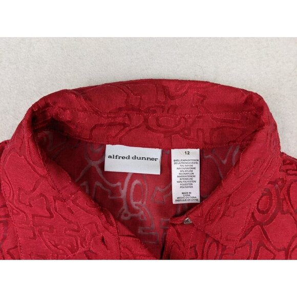 ALFRED DUNNER - WOMEN'S SHEER RED 3/4 SLEEVE BUTTON-UP TOP - SIZE 12 - Picture 4 of 6
